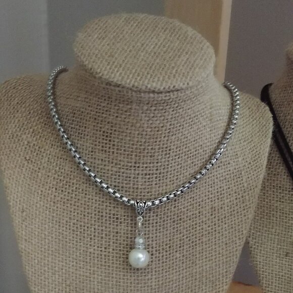 HBJ Original One-of-a-Kind Silver and Pearl Drop Necklace - Picture 1 of 1